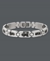 The perfect look. Complete your ensemble with this chic, men's bracelet. Crafted with stainless steel links that feature carbon fiber accents. Links can be sized. Approximate length: 8-1/2 inches. Approximate width: 3/8 inch.