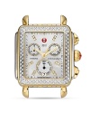 Dress your wrist to impress with Michele's opulent two-tone watch. The sparkling piece touts Mother of Pearl, sapphire crystals and diamond stations for a statement that shines on.