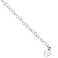 6 inch Sterling Silver Heart Link Childs Bracelet 6 inch Sterling Silver Heart Link Childs Bracelet