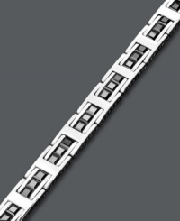 Man of mystery. Black sapphire (19-1/2 ct. t.w.) accents this beautiful sterling silver bracelet. Approximate length: 8-1/2 inches. Man of mystery. Black sapphire (19-1/2 ct. t.w.) accents this beautiful sterling silver bracelet. Approximate length: 8-1/2 inches.