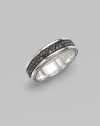 Two rows of carefully placed black pavé diamonds line the angled outer rim of a sterling silver ring. From the Pavé Diamond Collection Sterling silver Black diamonds, 1.72 tcw Imported 