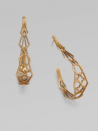 A beautifully intricate design in an antique-inspired finish. BrassLength, about 2Sterling silver post backMade in USA A beautifully intricate design in an antique-inspired finish. BrassLength, about 2Sterling silver post backMade in USA