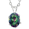 1.35 Ct Oval 8X6mm Mystic Green Topaz 925 Sterling Silver Pendant With 18 Chain