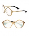 A unique, star-shaped frame is crafted in lightweight brushed gold metal. Available in brushed gold metal with brown gradient lens. Metal logo temples100% UV protectionMade in Italy