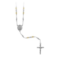 Inox Rosary Necklace in Stainless Steel with small IP gold plated and steel beads Inox Rosary Necklace in Stainless Steel with small IP gold plated and steel beads