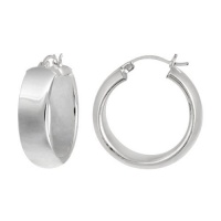 Sterling Silver Medium Wide Polished Click-Top Hoop Earrings Sterling Silver Medium Wide Polished Click-Top Hoop Earrings
