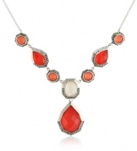 Judith Jack Caliente Sterling Silver Marcasite  Mother-Of-Pearl Coral Convertible Pendant Necklace, 18