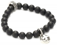 Queen Baby Black Onyx Bead with Silver MB Cross Button Bracelet Queen Baby Black Onyx Bead with Silver MB Cross Button Bracelet