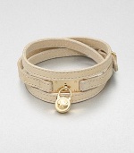 This effortless style features a chic logo accented padlock charm on a supple wrapped leather strip. LeatherGoldtone brassLength, about 25Buckle closureImported 
