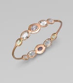 From the Sugar Kissed Collection. An array of faceted oval gemstones in soft, barely-there shades, set on each side of this delicate bangle of sterling silver and 18k gold finished in the warm glow of 18k rose goldplating.Rose quartz, clear quartz, amazonite and green gold citrine18k gold and sterling silver with 18k rose goldplatingDiameter, about 2½Imported