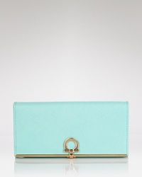 Distinguished by its Gancini hardware, this expertly crafted Salvatore Ferragamo leather wallet feels like a true power piece. Its flap closure opens to an interior with 7 card slots. Distinguished by its Gancini hardware, this expertly crafted Salvatore Ferragamo leather wallet feels like a true power piece. Its flap closure opens to an interior with 7 card slots.