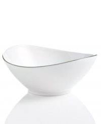Simply elegant from Charter Club dinnerware. Dishes, like this Platinum Fine Line elliptical bowl, are for everyday meals but have a banded edge that shines on formal tables. A flawless choice for every occasion. Simply elegant from Charter Club dinnerware. Dishes, like this Platinum Fine Line elliptical bowl, are for everyday meals but have a banded edge that shines on formal tables. A flawless choice for every occasion.