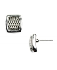 Smooth out your look in shapely style. AK Anne Klein stud earrings feature a textured center with smooth, rounded square edges. Post setting crafted in silver tone mixed metal. Approximate diameter: 1/2 inch. Smooth out your look in shapely style. AK Anne Klein stud earrings feature a textured center with smooth, rounded square edges. Post setting crafted in silver tone mixed metal. Approximate diameter: 1/2 inch.