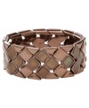 Move into neutral territory. Fossil's intricate diamond-patterned stretch bracelet comes brown ion-plated mixed metal with dyed-brown river shells. Bracelet stretches to fit wrist. Approximate diameter: 2-1/2 inches.