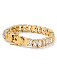 Serve up statement shine with MICHAEL Michael Kors' gold-plated tennis bracelet. This piece boasts versatility, so style it with both favorite denim and party frocks. Serve up statement shine with MICHAEL Michael Kors' gold-plated tennis bracelet. This piece boasts versatility, so style it with both favorite denim and party frocks.