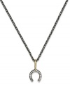 Let luck shine on you. This pendant, set in 14k gold over sterling silver and oxidized sterling silver, features a horseshoe design adorned with cubic zirconia accents for a lustrous look. Approximate length: 16 inches. Approximate drop: 3/4 inch.