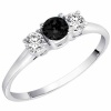 14K Gold Round 3 Stone Black Diamond & White Diamond Ring (1/2 ctw)