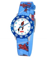 Your friendly neighborhood Spider-Man! Help your kids stay on time with this fun Time Teacher watch from Marvel. Featuring iconic character, Spider Man, the hands are clearly labeled for easy reading. Your friendly neighborhood Spider-Man! Help your kids stay on time with this fun Time Teacher watch from Marvel. Featuring iconic character, Spider Man, the hands are clearly labeled for easy reading.