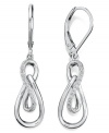 Update your style with exquisite drops. Crafted in sterling silver, these swirling earrings are accented by sparkling diamonds. Approximate drop: 3/4 inch.