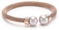 Majorica 12mm Nuage Pearls on Rose Stainless Steel Bangle Bracelet