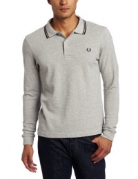 Fred Perry Men's Long Sleeve Twin Tipped Shirt, Marl Grey/Port/Dark Carbon, X-Small Fred Perry Men's Long Sleeve Twin Tipped Shirt, Marl Grey/Port/Dark Carbon, X-Small