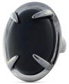 Black is beautiful in this cocktail ring from Vince Camuto. Crafted from silver-tone mixed metal, the ring features a jet-black stone in the center. Size 7.
