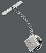 The perfect accent piece for your favorite tie. Tie tac features a sleek square-shaped design. Crafted in stainless steel with a sparkling diamond accent. Approximate diameter: 1/3 inch.