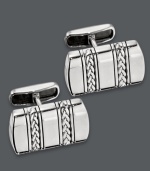 The perfect accent piece for his favorite work shirt. These sophisticated men's cuff links features a chic braided design set in sterling silver. Approximate length: 9/10 inch. Approximate width: 1/2 inch.