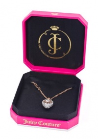 Juicy Couture Rose Gold Tone Pave Puffed Heart Wish Necklace Juicy Couture Rose Gold Tone Pave Puffed Heart Wish Necklace