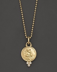 18K yellow gold angel pendant with signature diamond granulation. Designed by Temple St. Clair. 18K yellow gold angel pendant with signature diamond granulation. Designed by Temple St. Clair.