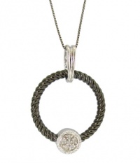 Elegant Sterling Silver 925 Brilliant Cut Genuine Diamonds Black Rhodium Twisted Station Circle Pendant Necklace with Round Center with Chain Elegant Sterling Silver 925 Brilliant Cut Genuine Diamonds Black Rhodium Twisted Station Circle Pendant Necklace with Round Center with Chain
