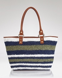 Show your stripes with this roomy straw tote from DKNY. Ideally sized for the city to shore essentials, it's this summer's must-have companion. Show your stripes with this roomy straw tote from DKNY. Ideally sized for the city to shore essentials, it's this summer's must-have companion.