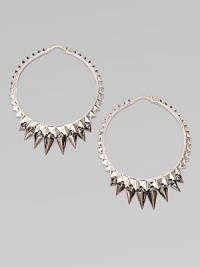 From the Superstud Collection. Daring and dramatic, this zigzag fringe design is crafted of sterling silver with accents of rhodium plating and 14k gold.Sterling silver and 14k yellow goldRhodium platedDiameter, about 2PiercedImported From the Superstud Collection. Daring and dramatic, this zigzag fringe design is crafted of sterling silver with accents of rhodium plating and 14k gold.Sterling silver and 14k yellow goldRhodium platedDiameter, about 2PiercedImported