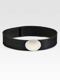 This unique design in leather-trimmed Velcro comes with two removable, interchangeable buckles.Leather piping trimVelcro closureAbout 2¼ wideMade in Italy This unique design in leather-trimmed Velcro comes with two removable, interchangeable buckles.Leather piping trimVelcro closureAbout 2¼ wideMade in Italy