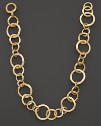 Hand engraved link necklace in 18K yellow gold from Marco Bicego's Jaipur collection. Hand engraved link necklace in 18K yellow gold from Marco Bicego's Jaipur collection.