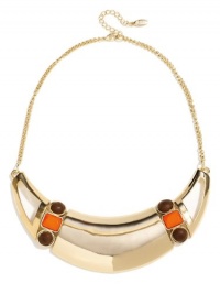 GUESS Gold-Tone Plate Necklace with Wooden Acc, GOLD GUESS Gold-Tone Plate Necklace with Wooden Acc, GOLD