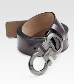 Smooth Italian leather has a versatile design and polished double gancini brass buckle with subtle logo engraving.CalfskinBrass buckleAbout 1¼ wideMade in Italy