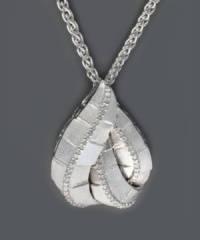 Let sweet folds unfurl at your neckline. This intricate teadrop-shaped pendant from Balissima by Effy Collection features overlapping petals of sterling silver decorated with rows of sparkling, round-cut diamonds (1/4 ct. t.w.). Approximate length: 18 inches. Approximate drop width: 1/4 inch. Approximate drop length: 1 inch. Let sweet folds unfurl at your neckline. This intricate teadrop-shaped pendant from Balissima by Effy Collection features overlapping petals of sterling silver decorated with rows of sparkling, round-cut diamonds (1/4 ct. t.w.). Approximate length: 18 inches. Approximate drop width: 1/4 inch. Approximate drop length: 1 inch.