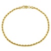 18k Yellow Gold Plated Sterling Silver 060-Gauge Diamond-Cut Rope Chain Anklet, 9