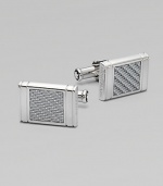 Silver Square Cuff Links Sterling silver with silver-colored glass fiber inlay.Sterling silver¾ x ½Imported