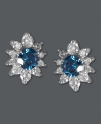 Every girl loves to get flowers. Bella Bleu by Effy Collection's especially-stunning style combines a round-cut blue diamond (1/2 ct. t.w.) with round-cut white diamonds as petals (3/8 ct. t.w.). Set in 14k white gold with a post backing. Approximate diameter: 5/16 inch. Every girl loves to get flowers. Bella Bleu by Effy Collection's especially-stunning style combines a round-cut blue diamond (1/2 ct. t.w.) with round-cut white diamonds as petals (3/8 ct. t.w.). Set in 14k white gold with a post backing. Approximate diameter: 5/16 inch.