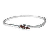 Sterling Silver Five-Stone Garnet Bangle Bracelet Sterling Silver Five-Stone Garnet Bangle Bracelet