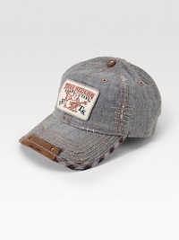 A casual-cool logo cap mixes prints and contrast top-stitching. Check trim55% linen/45% cottonHand washImported A casual-cool logo cap mixes prints and contrast top-stitching. Check trim55% linen/45% cottonHand washImported