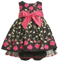 Bonnie Baby Baby-Girls Newborn Flower Print Dress With Satin Sash, Black, 6-9 Months Bonnie Baby Baby-Girls Newborn Flower Print Dress With Satin Sash, Black, 6-9 Months
