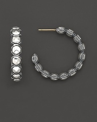 Sterling silver hoop earrings from the Lagos Silver Rocks Collection. Sterling silver hoop earrings from the Lagos Silver Rocks Collection.