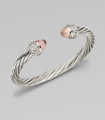 From the Classic Cable Collection. A feminine take on an iconic design with rose quartz and brilliant diamonds. Rose quartzDiamonds, .48 tcwSterling silverDiameter, about 2.5Slip-on styleImported 