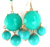Color Bubble BIB Statement Beads Drop Earrings - Turquoise Color Bubble BIB Statement Beads Drop Earrings - Turquoise