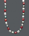 Not your average strand of pearls. This vivacious Fresh by Honora necklace features candy-colored cultured freshwater pearls (7-8 mm) in black cherry, white, and aqua hues. Crafted in sterling silver. Approximate length: 36 inches.