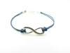 Navy Blue Rope Steampunk Bracelet Antique Silver Karma Bracelet,infinity Wish Bracelet Adjustable Bracelet 1035s