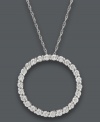 Subtly shimmering and eternally stylish! This exquisite pendant features a classic open-cut circle decorated by sparkling, round-cut diamonds (1 ct. t.w.). Setting and chain crafted in 14k white gold. Approximate length: 18 inches. Approximate drop: 1 inch.